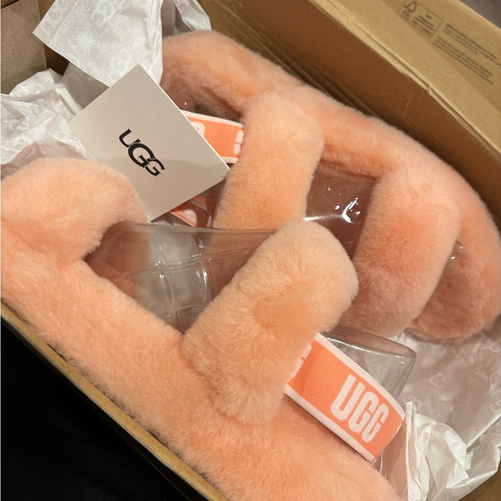 UGG Soft Coral Fluffy Slippers - Picture 7 of 9